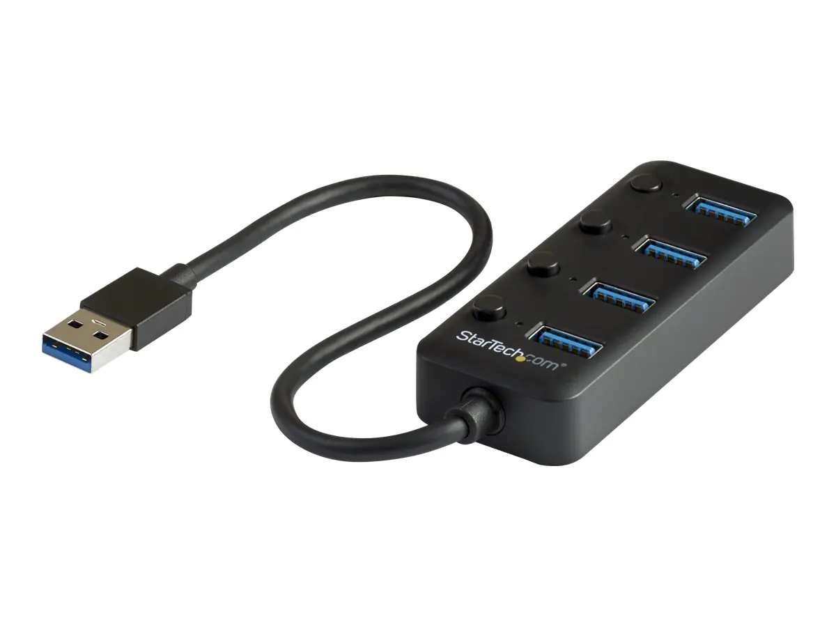 StarTech 4 Port USB 3.0 Hub - 4x USB-A mit individuellen An/Aus-Schaltern - Mobiler USB 3.0 Verteiler - Bus-Powered USB 3.0 Splitter - Hub - 4 x USB 3.1 Gen 1 - Desktop - für P/N: HB30C4AIB
