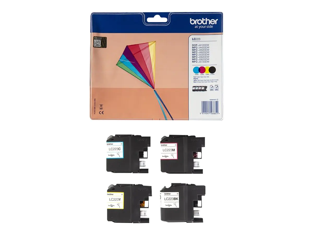 Brother LC223 - 4er-Pack - Schwarz, Gelb, Cyan, Magenta - LC223VALBP