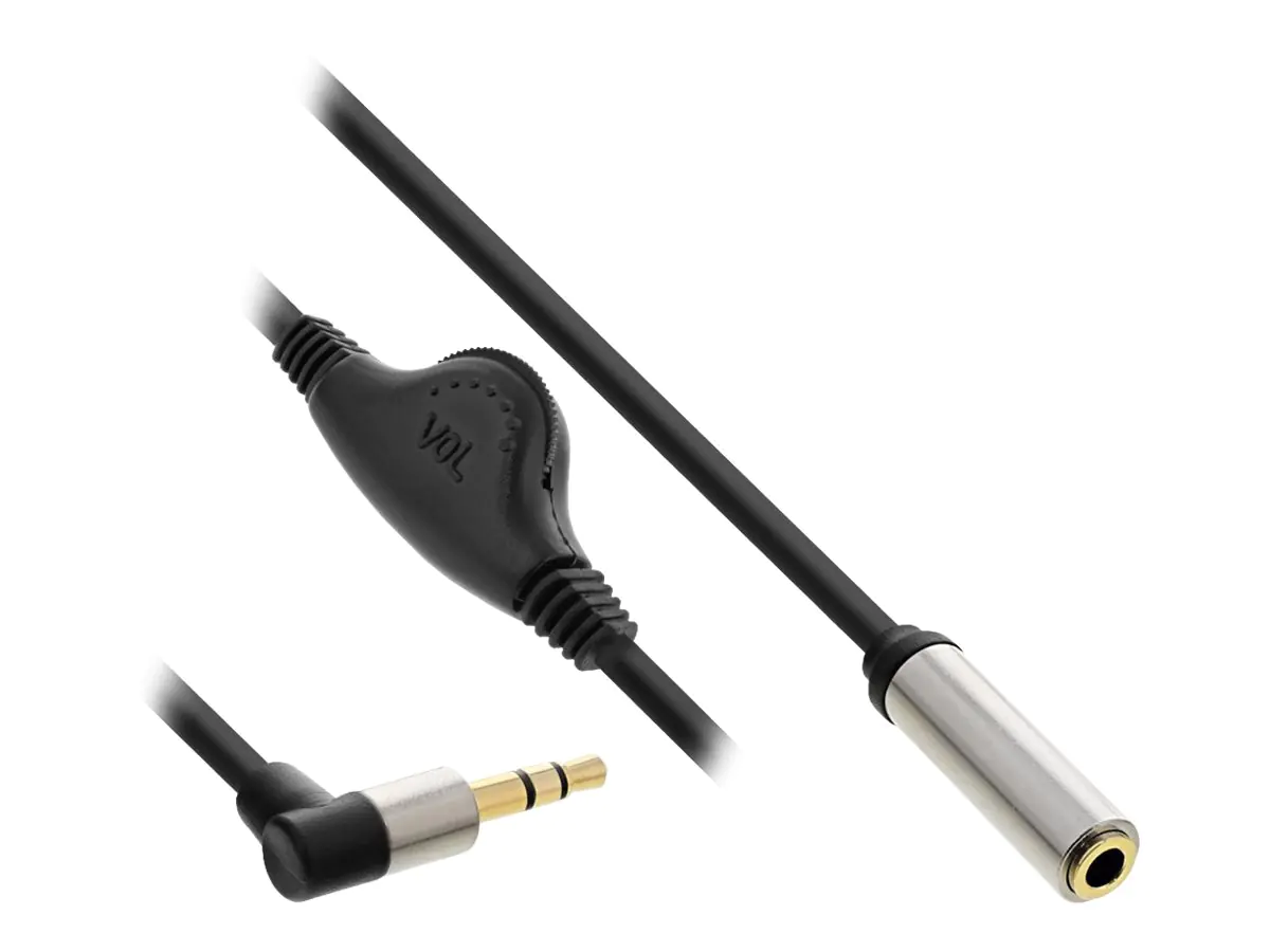 InLine Slim - Audioverlängerungskabel - mini-phone stereo 3.5 mm männlich gewinkelt zu mini-phone stereo 3.5 mm weiblich - 25 cm - Schwarz