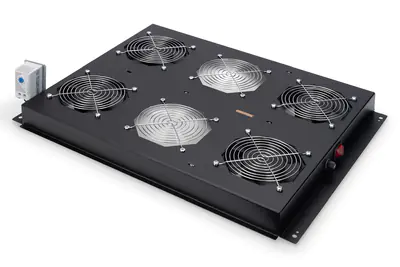 DIGITUS Professional DN-19 FAN-4-SRV-B - Rack-Dach mit 2 Lüftern - mit 4 Lüfter - Schwarz, RAL 9005 - 48.3 cm (19")