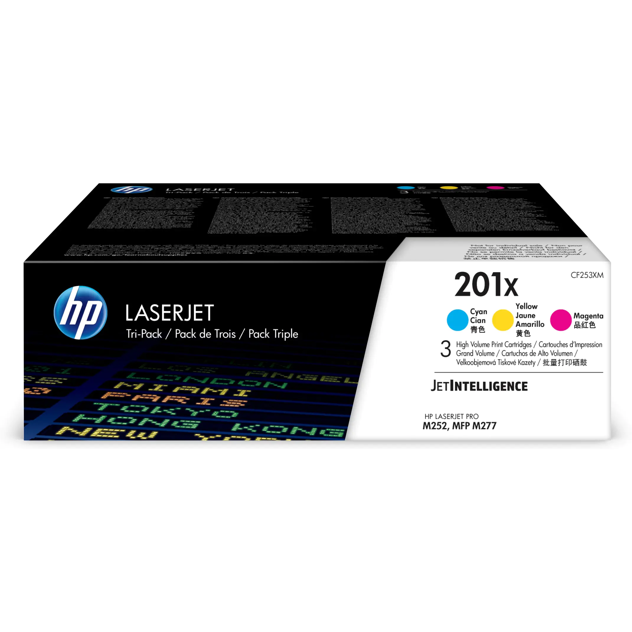 HP 201X - 3er-Pack - Hohe Ergiebigkeit - Gelb, Cyan, Magenta - Original - LaserJet - Tonerpatrone (CF253XM) - für Color LaserJet Pro M252dw, M252n, MFP M274n, MFP M277c6, MFP M277dw, MFP M277n HP 201X - 3er-Pack - Hohe Ergiebigkeit - Gelb, Cyan, Magenta - Original - LaserJet - Tonerpatrone (CF253XM) - für Color LaserJet Pro M252dw, M252n, MFP M274n, MFP M277c6, MFP M277dw, MFP M277n