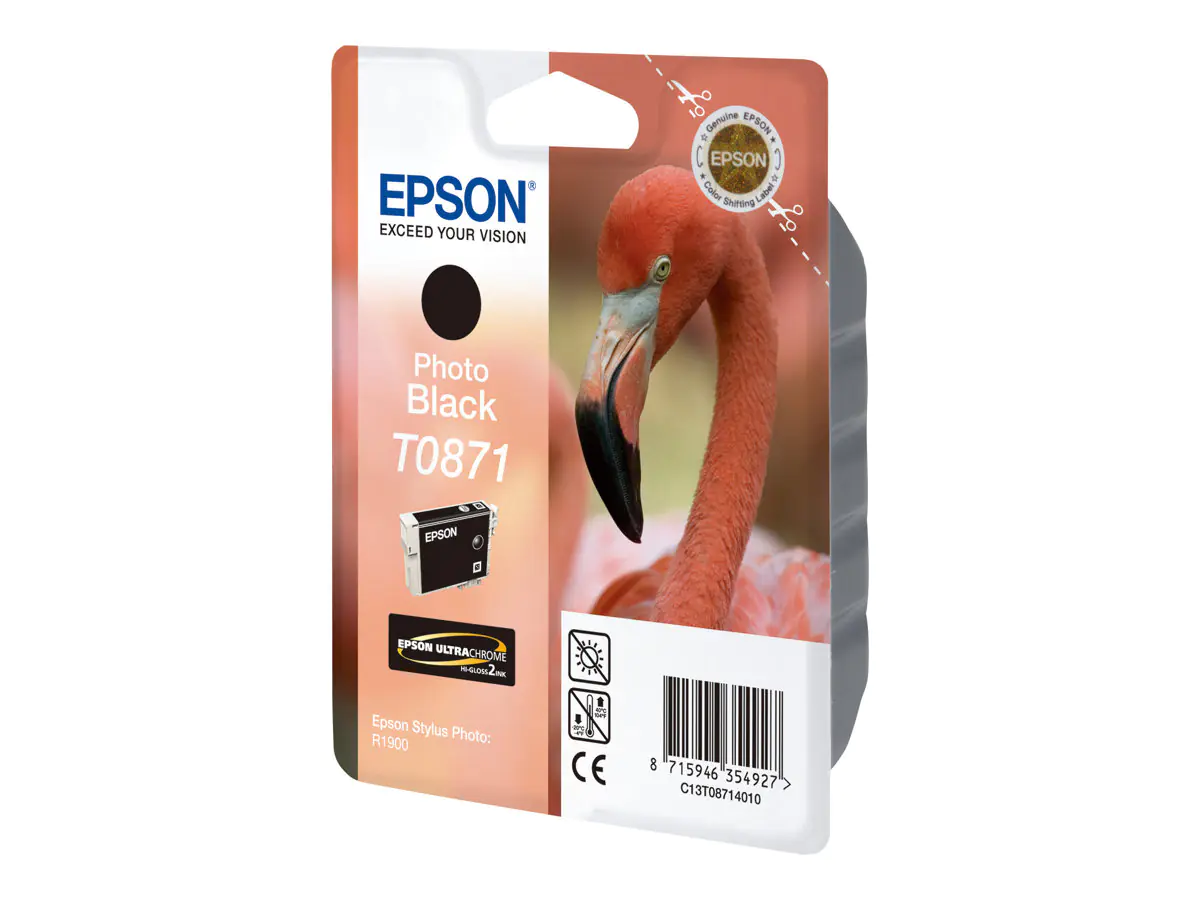Epson T0871 - 11.4 ml - Photo schwarz - Original - Blisterverpackung - Tintenpatrone - für Stylus Photo R1900
