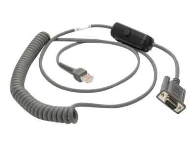 Zebra - Kabel seriell - DB-9 (W) zu RJ-45 (M) - 2.74 m - gewickelt - für Symbol DS4308, LS1203, LS4278; Zebra DS4208, DS6878, LI2208, LI4278, MT2070, MT2090