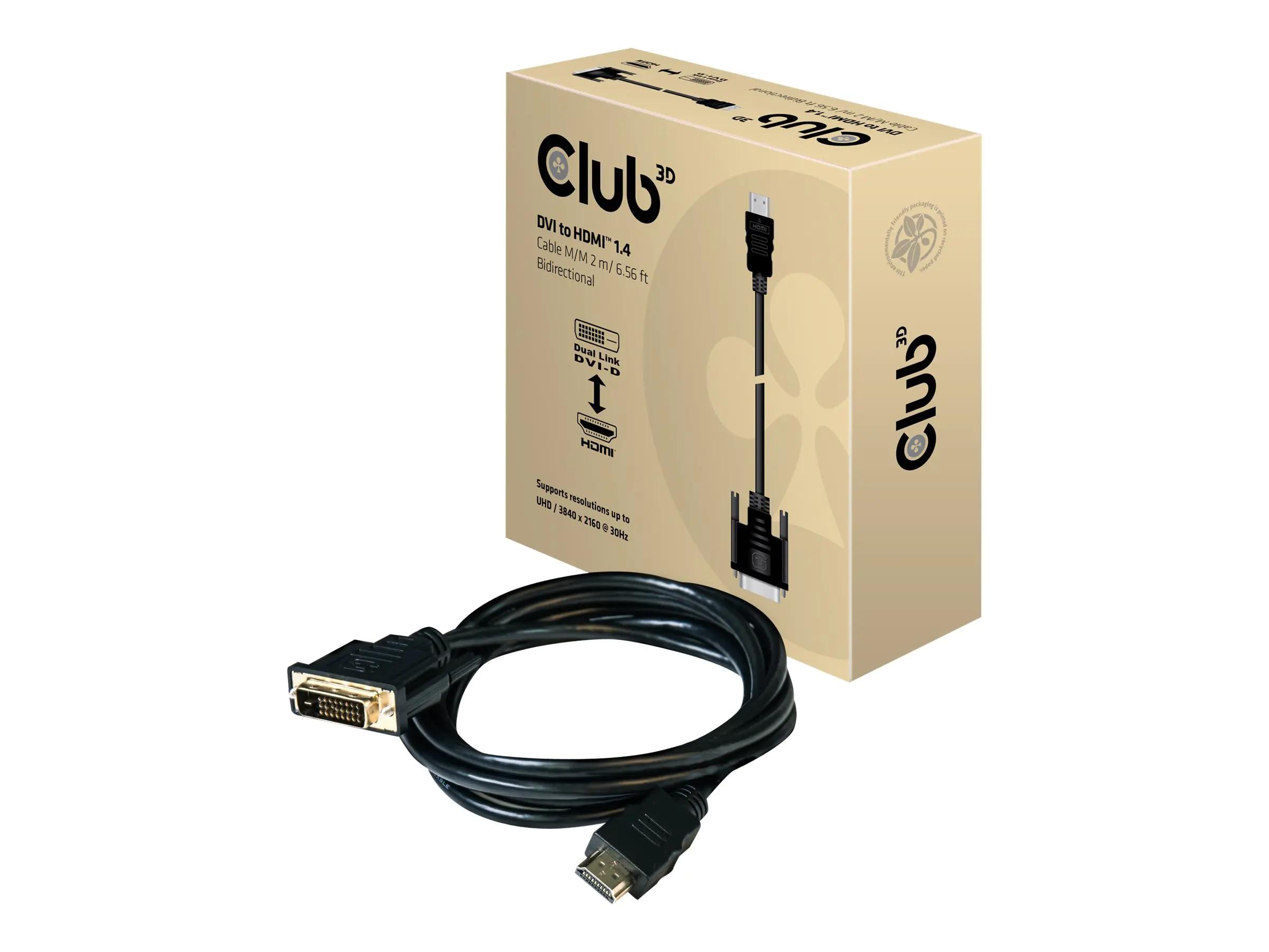 Club 3D CAC-1210 - Adapterkabel - Dual Link - DVI-D männlich zu HDMI männlich - 2 m - 4K Unterstützung Club 3D CAC-1210 - Adapterkabel - Dual Link - DVI-D männlich zu HDMI männlich - 2 m - 4K Unterstützung