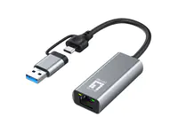 LevelOne - Netzwerkadapter - USB-C 3.2 Gen 1 / USB-A 3.2 Gen 1 - 10M/100M/1G/2,5 Gigabit Ethernet - Grau
