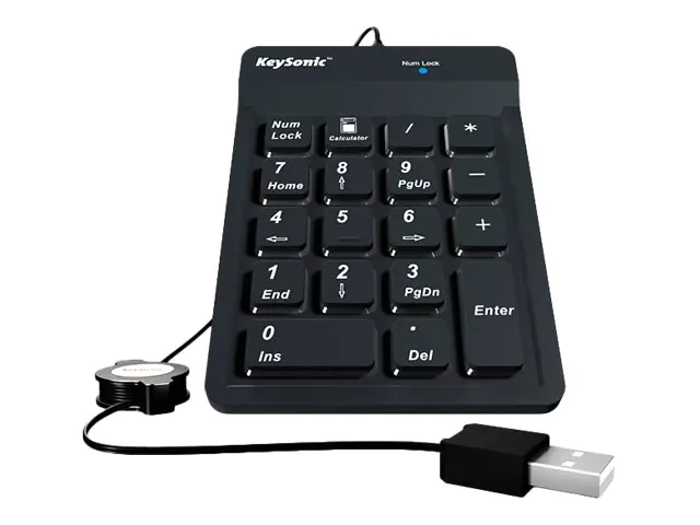 Icy Box KeySonic Ziffernblock Tastatur ACK-118BK - Schwarz - Keypad - USB