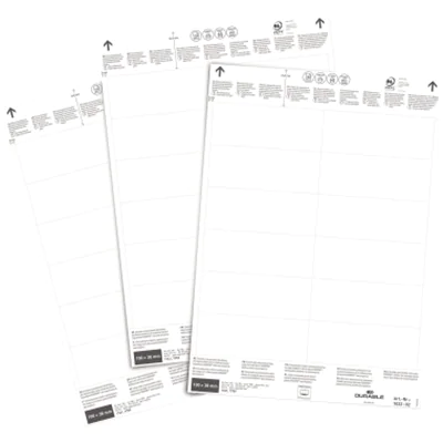 Durable 102202, Weiß, Rechteck, 100 x 38 mm, A4, Laser/Inkjet, 240 Stück(e)