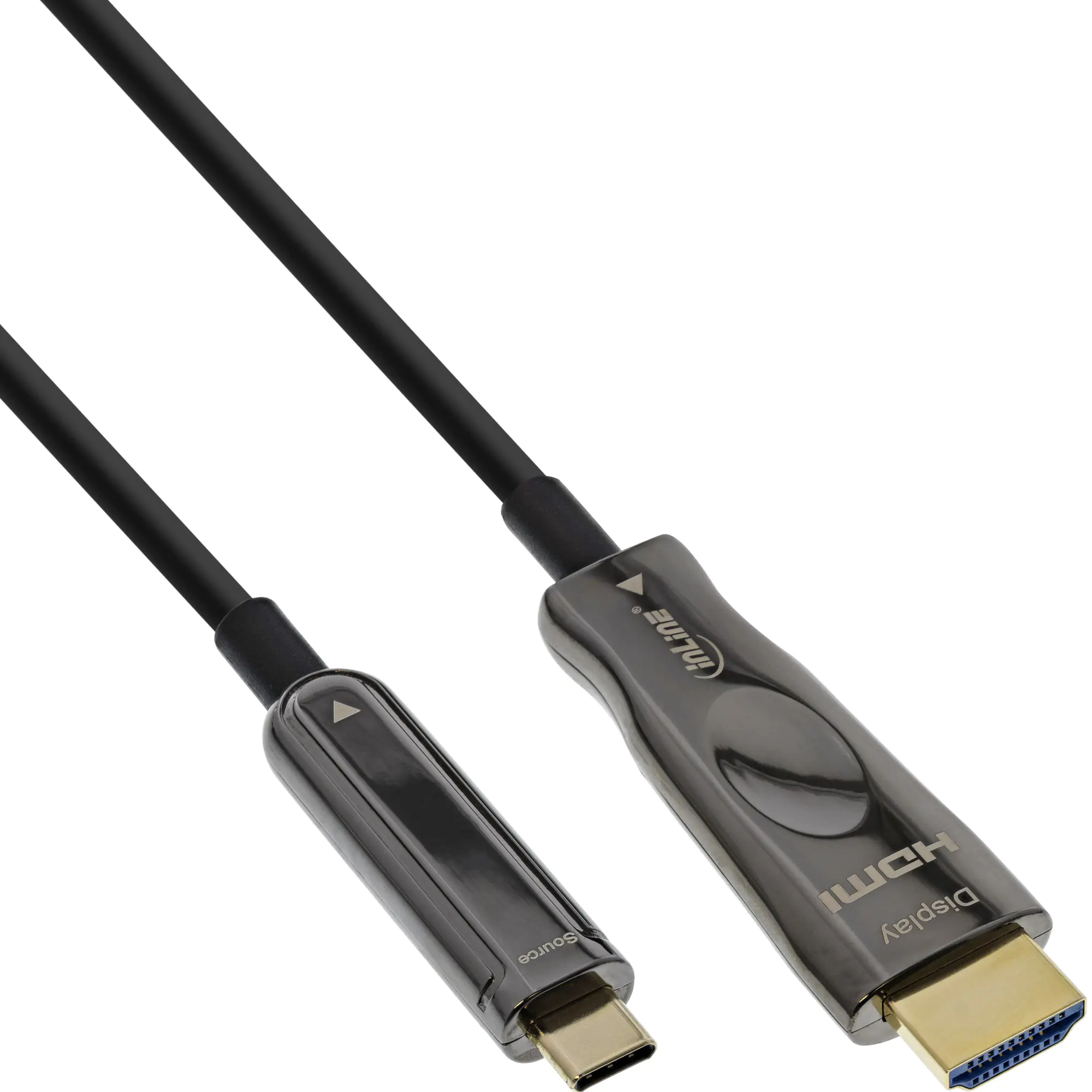 InLine Adapterkabel - USB-C männlich zu HDMI männlich - 25 m - Hybrid Kupfer/Kohlefaser - Schwa
