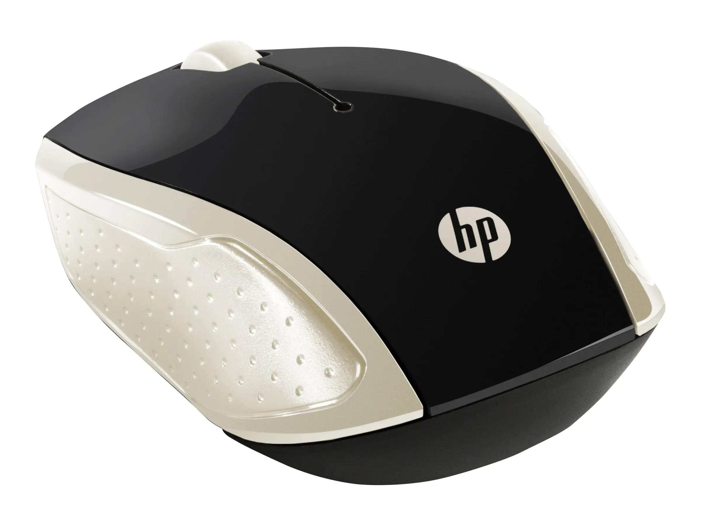 HP 200 - Maus - rechts- und linkshändig - optisch - kabellos - 2.4 GHz - kabelloser Empfänger (USB) - seidengold - für OMEN Obelisk by HP 875; HP 15, 27; ENVY x360; Pavilion Gaming 15, 690, TG01