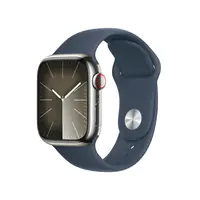 Apple Watch Series 9 (GPS + Cellular) - 41 mm - Silver Edelstahl - intelligente Uhr mit Sportband - Flouroelastomer - Storm Blue - Bandgröße: S/M - 64 GB - Wi-Fi, Bluetooth, UWB, LTE - 4G - 42.3 g