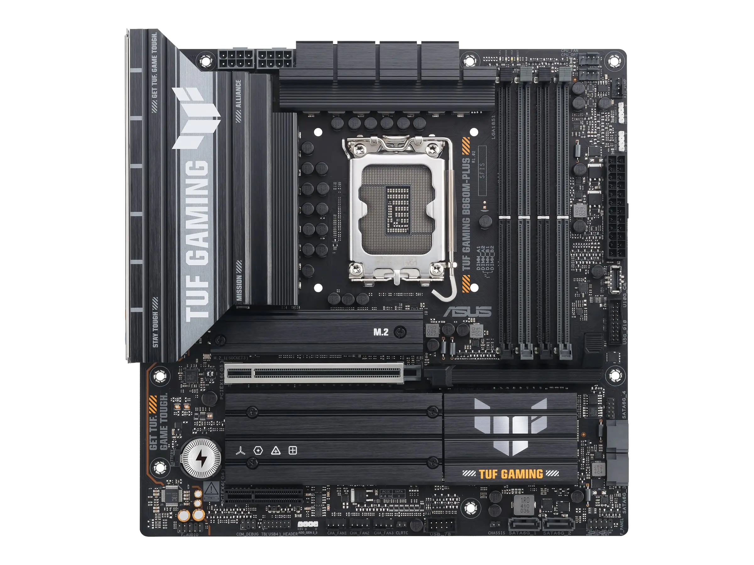 ASUS TUF GAMING B860M-PLUS - Motherboard - micro ATX - LGA1851-Sockel - B860 Chipsatz - USB-C 3.2 Gen 2x2, USB 3.2 Gen 2, USB 3.2 Gen 1, USB-C 3.2 Gen2 - 2.5 Gigabit LAN - Onboard-Grafik (CPU erforderlich) - HD Audio (8-Kanal)