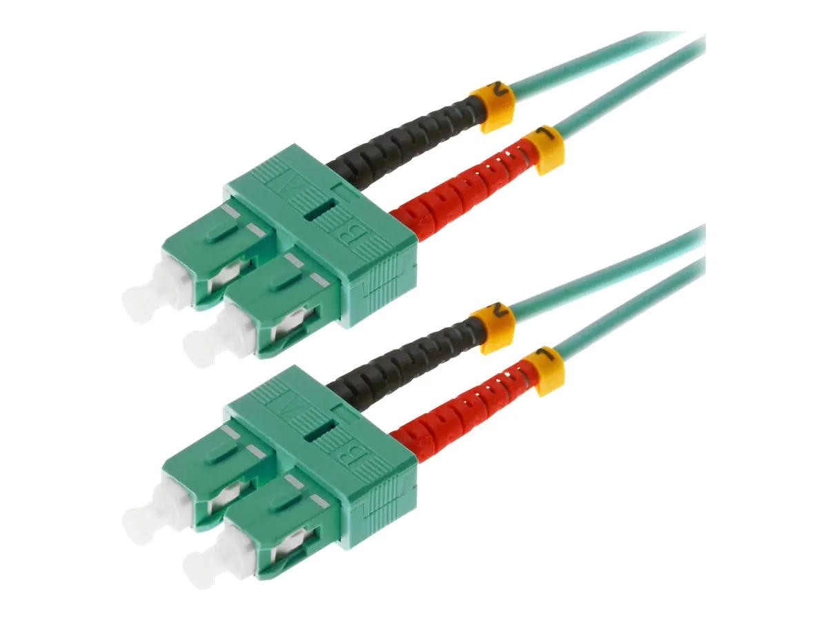 Helos - Patch-Kabel - SC multi-mode (M) bis SC multi-mode (M) - 1 m - Glasfaser - Duplex - 50/125 Mikrometer - OM3 - Aquamarin Helos - Patch-Kabel - SC multi-mode (M) bis SC multi-mode (M) - 1 m - Glasfaser - Duplex - 50/125 Mikrometer - OM3 - Aquamarin