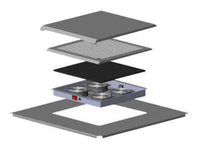 DIGITUS Professional DN-19-FAN-4-I-6-6 - Lüftervorrichtung für Rackdach - mit 4 Lüfter - Grau, RAL 7035