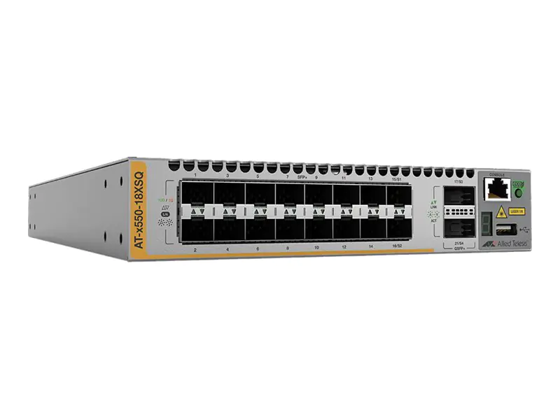 Allied Telesis AT X550-18XTQ - Switch - L3 - Smart - 16 x 10 Gigabit SFP+ + 2 x 40 Gigabit QSFP+ (Uplink) - an Rack montierbar - AC 90 - 260 V