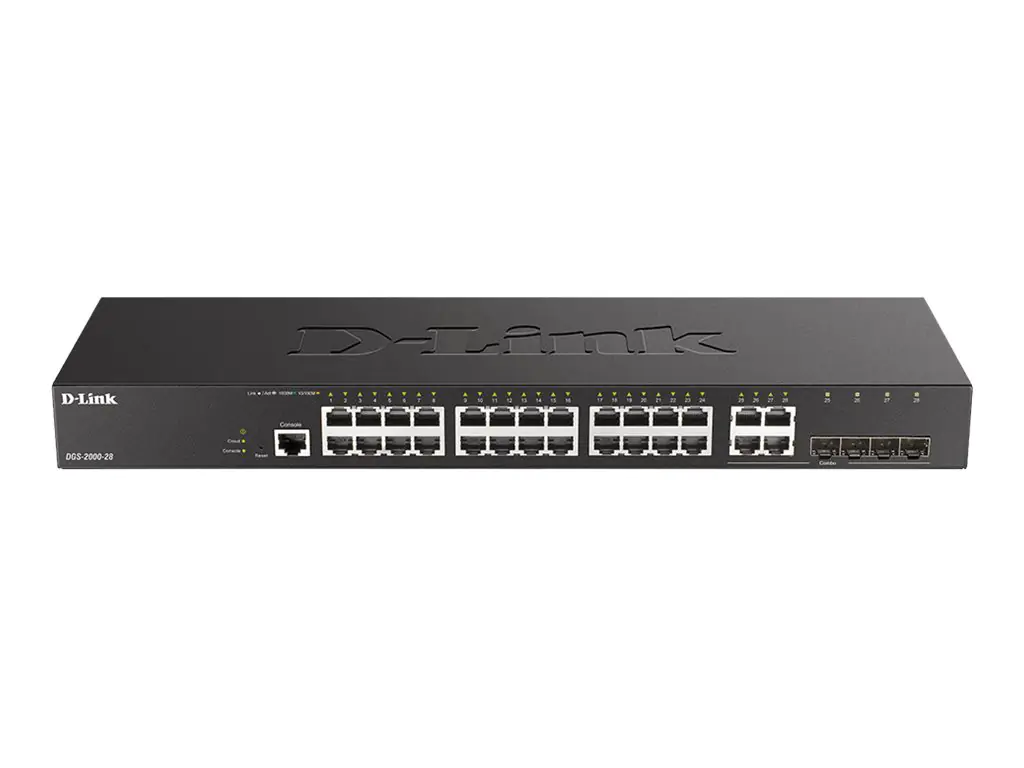 D-Link DGS 2000-28 - Switch - L3 - managed - 24 x 10/100/1000 + 4 x Fast Ethernet/Gigabit SFP, kombiniert - an Rack montierbar