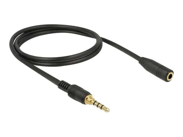 Delock - Audioverlängerungskabel - 4-poliger Mini-Stecker männlich zu 4-poliger Mini-Stecker weiblich - 2 m - Schwarz
