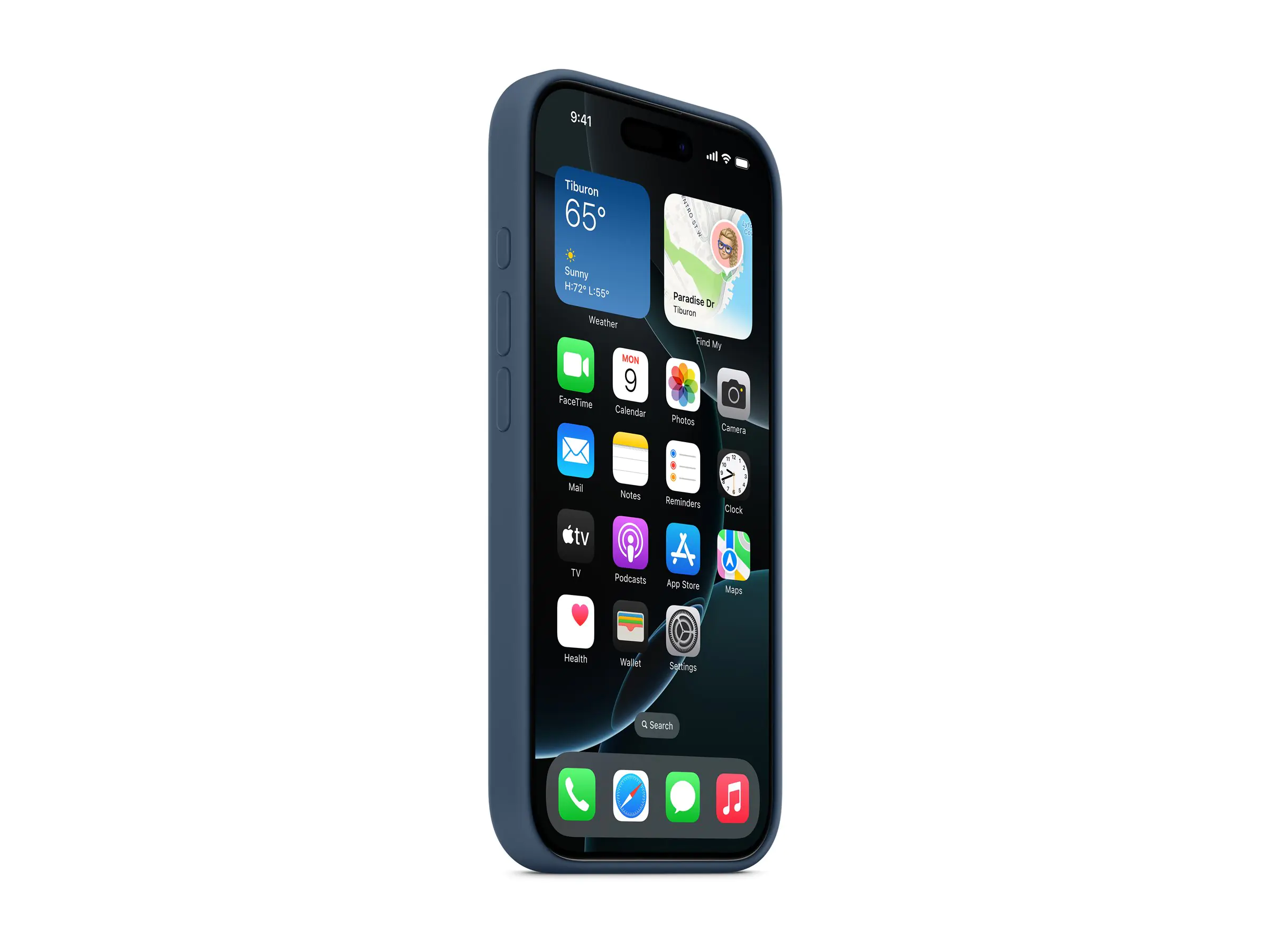 Apple - Hintere Abdeckung für Mobiltelefon - kompatibel mit MagSafe - Silikon - Denim - für iPhone 16 Pro