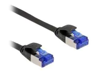 Delock - Patch-Kabel - RJ-45 (M) zu RJ-45 (M) - 5 m - 4.5 mm - S/FTP - CAT 6a - halogenfrei, ohne Haken - Schwarz