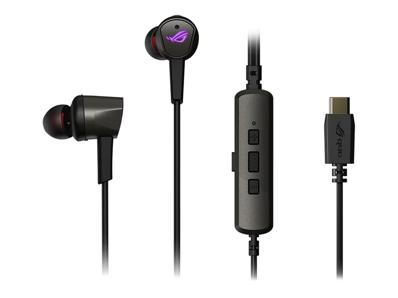 ASUS ROG Cetra II - Ohrhörer mit Mikrofon - im Ohr - kabelgebunden - aktive Rauschunterdrückung - USB-C - Schwarz