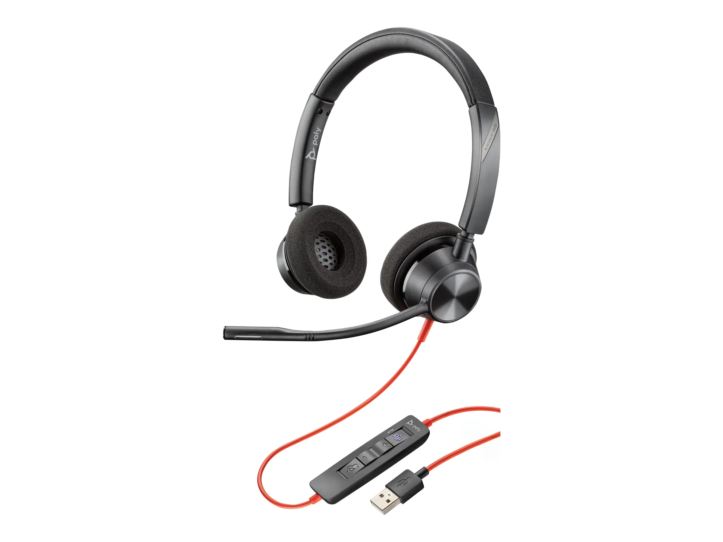 Poly Blackwire 3320-M - Blackwire 3300 series - Headset - On-Ear - kabelgebunden - USB-A - Schwarz - Zertifiziert für Microsoft Teams