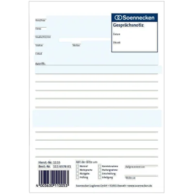 Soennecken Gesprächsnotiz 1115 DIN A5 50Blatt weiß