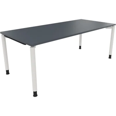 Schreibtisch Vierfuß Rundrohr B2000xT900xH680-820 ws/Lavagrau Schreibtisch Vierfuß Rundrohr B2000xT900xH680-820 ws/Lavagrau