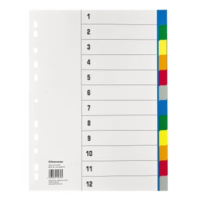 Soennecken Register 1532 DIN A4 blanko volle Höhe 12tlg. PP farbig