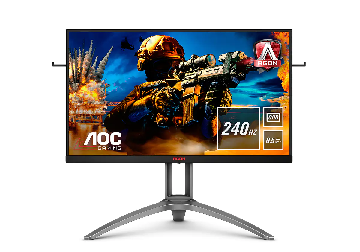 AOC Gaming AG273QZ - AGON Series - LED-Monitor - Gaming - 68.6 cm (27") - 2560 x 1440 WQHD @ 240 Hz - TN - 400 cd/m² - 3000:1 - DisplayHDR 400 - 0.5 ms - HDMI, VGA, DisplayPort - Lautsprecher - Schwarz, Rot