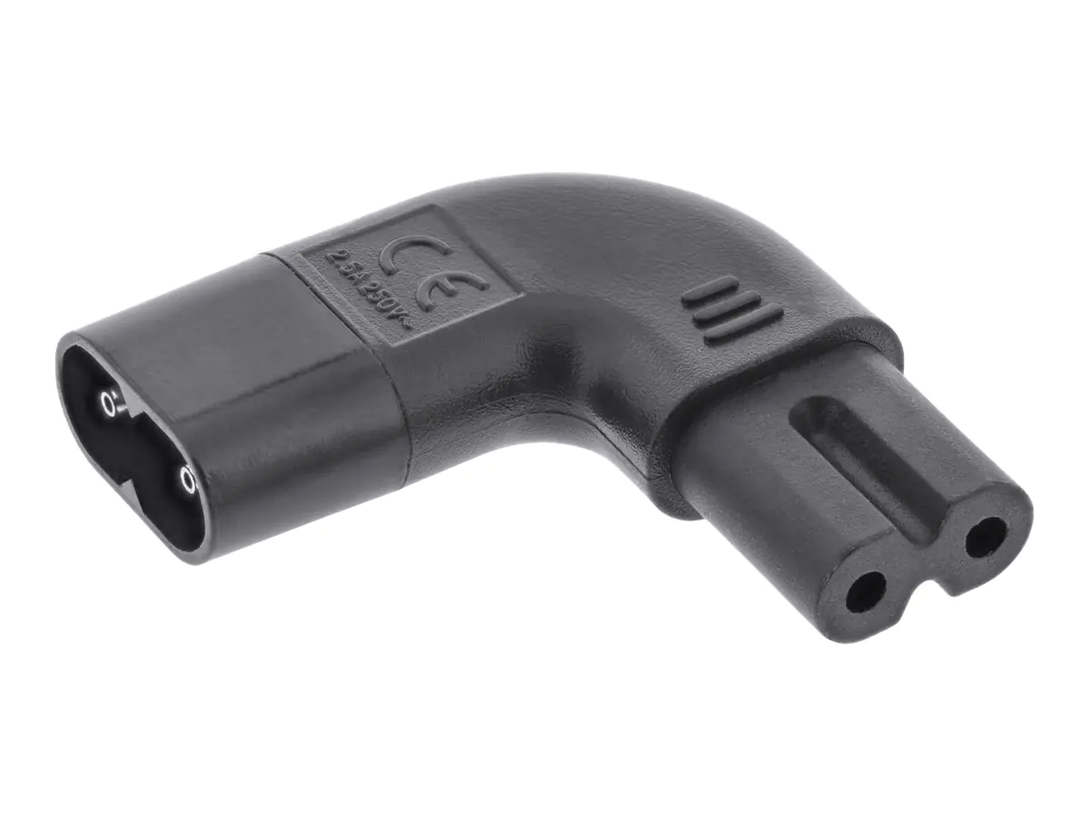 InLine - Adapter für Power Connector - IEC 60320 C8 links abgewinkelt zu power IEC 60320 C7 nach rechts abgewinkelt - 250 V - 2.5 A - Schwarz