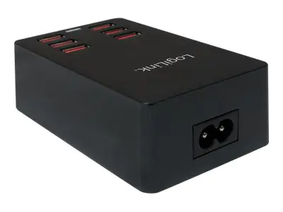 LogiLink Table Charger - Netzteil - 32 Watt - 6.4 A - 6 Ausgabeanschlussstellen (6 x USB) - Schwarz