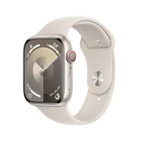 Apple Watch Series 9 (GPS) - 45 mm - Starlight Aluminium - intelligente Uhr mit Sportband - Flouroelastomer - Starlight - Bandgröße: M/L - 64 GB - Wi-Fi, Bluetooth, UWB - 38.7 g