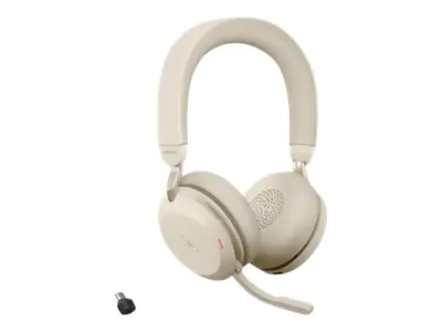 Jabra Evolve2 75 - Headset - On-Ear - Bluetooth - kabellos - aktive Rauschunterdrückung - USB-C - Geräuschisolierung - beige - optimiert für UC