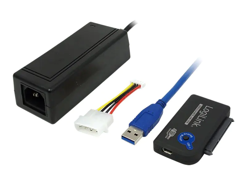 LogiLink Adapter USB 3.0 to SATA with OTB - Speicher-Controller mit Datenanzeige, Netzanzeige, OneTouchEasy-Button (OTB) - SATA 3Gb/s - USB 3.0