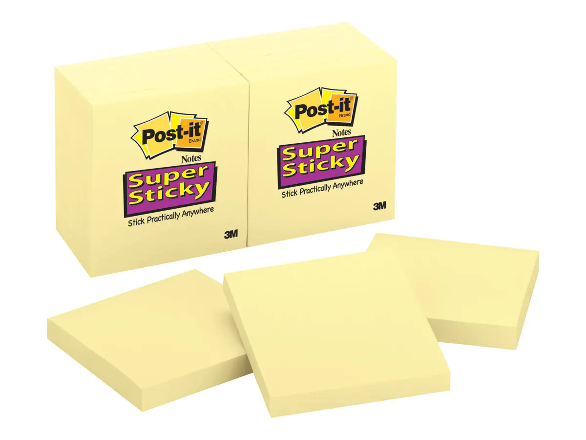 3M Post-it Super Sticky 654-12SSCY - Notizen - 76 x 76 mm - 1080 Blatt (12 x 90)