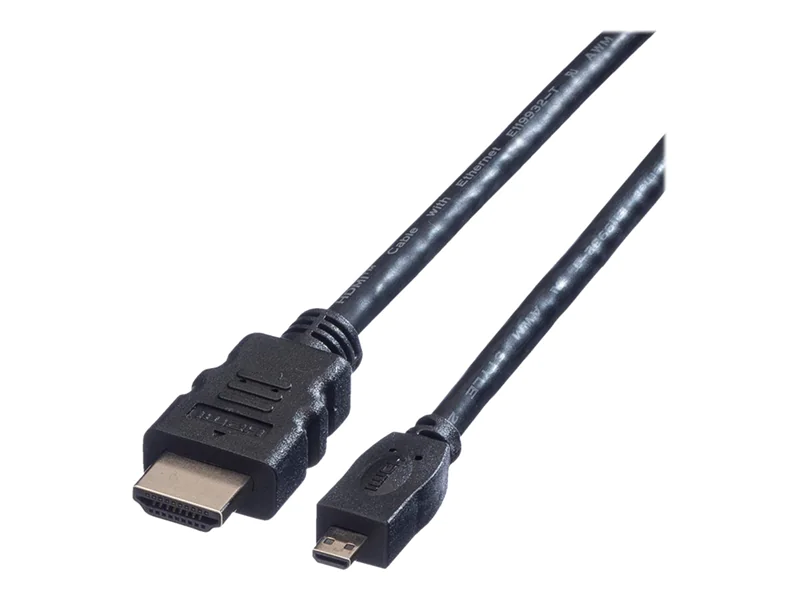 VALUE High Speed - HDMI-Kabel mit Ethernet - HDMI männlich zu mikro HDMI männlich - 2 m - abgeschirmt - Schwarz - geformt VALUE High Speed - HDMI-Kabel mit Ethernet - HDMI männlich zu mikro HDMI männlich - 2 m - abgeschirmt - Schwarz - geformt