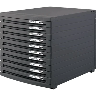 HAN Schubladenbox CONTUR 1510-191 A4/B4/C4 10Schübe geschl. d.gr/d.gr