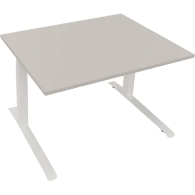 Sitz-/Stehtisch Kufe Doppels. Quad. B1200xT900xH645-1275 ws/Lichtgrau