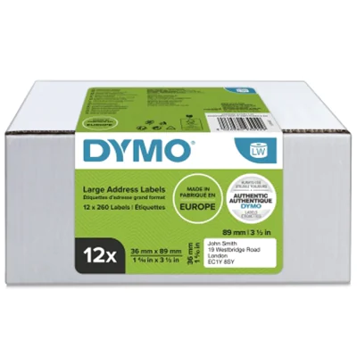 DYMO® Adressetikett LabelWriter® (LW) 36 x 89 mm (B x H) Papier weiß 12 x 260 Etik./Pack. DYMO® Adressetikett LabelWriter® (LW) 36 x 89 mm (B x H) Papier weiß 12 x 260 Etik./Pack.