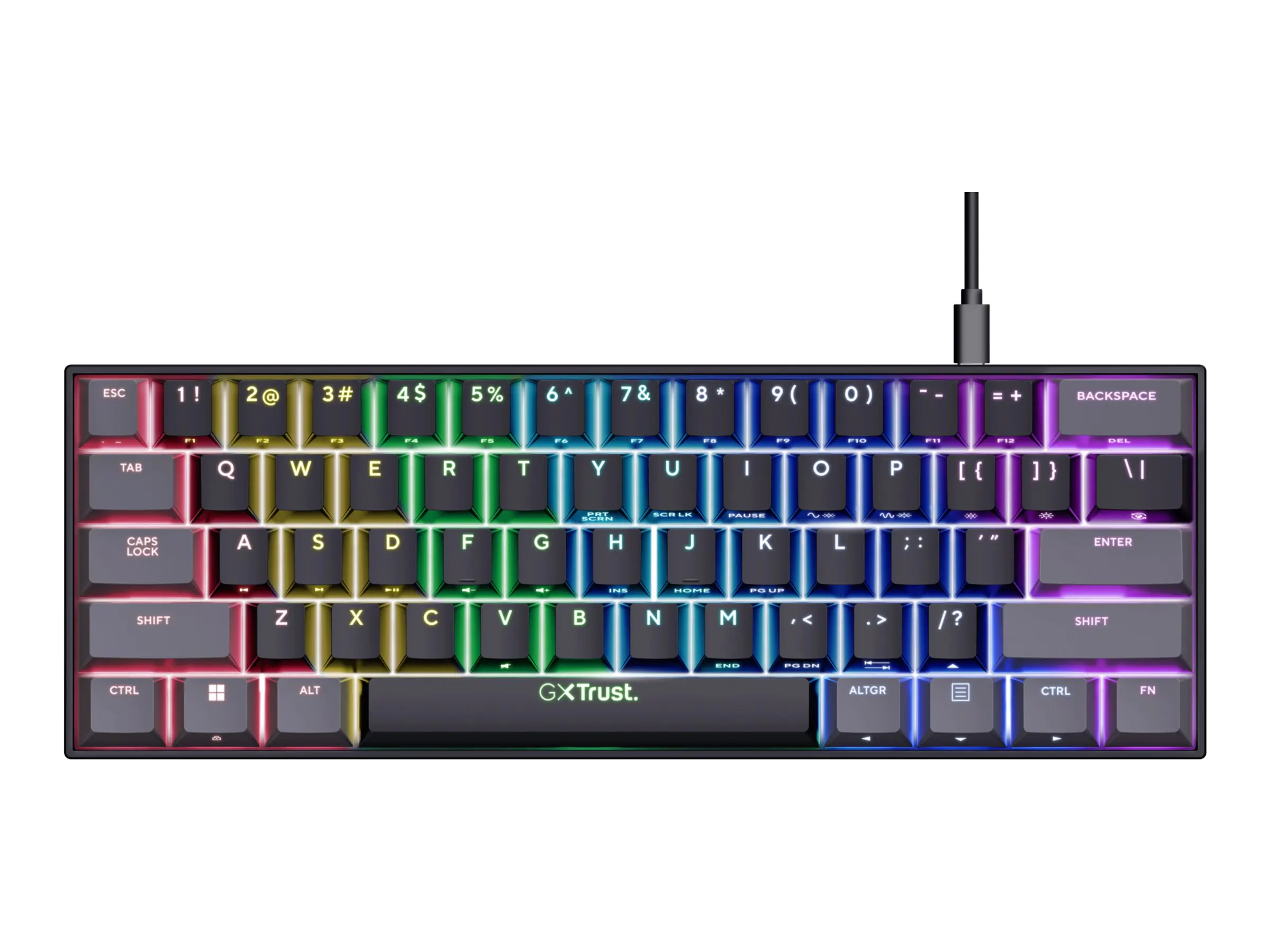 Trust GXT 867 ACIRA - Tastatur - mechanisch - 60% - mini - hintergrundbeleuchtet - USB - QWERTZ - Deutsch - Tastenschalter: Outemu Red - Schwarz