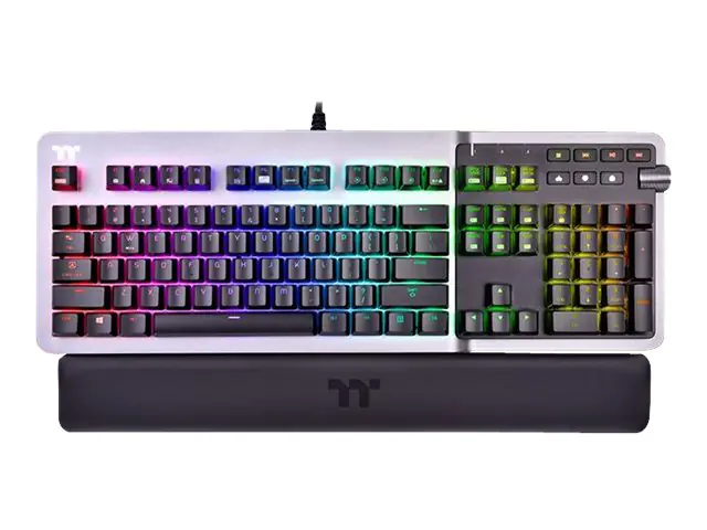 Thermaltake ARGENT K5 - Tastatur - Hintergrundbeleuchtung - USB - Deutsch - Tastenschalter: Cherry MX Speed RGB Silberschalter - Silber, Titan