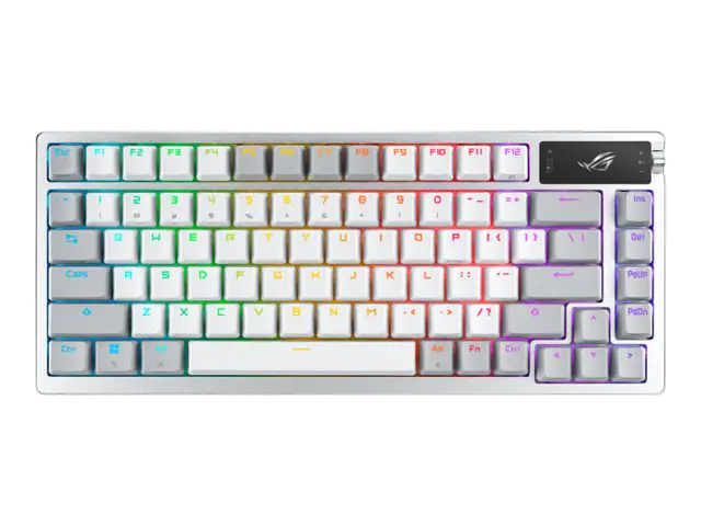 ASUS ROG Azoth - Tastatur - 75 %, Hotswap-fähig - mit OLED-Display - backlit - kabellos - USB, 2.4 GHz, Bluetooth 5.1 - Tastenschalter: ROG NX - Gun Metal