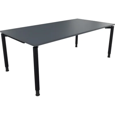 Schreibtisch Vierfuß Rundrohr B2000xT1000xH680-820 an/Lavagrau