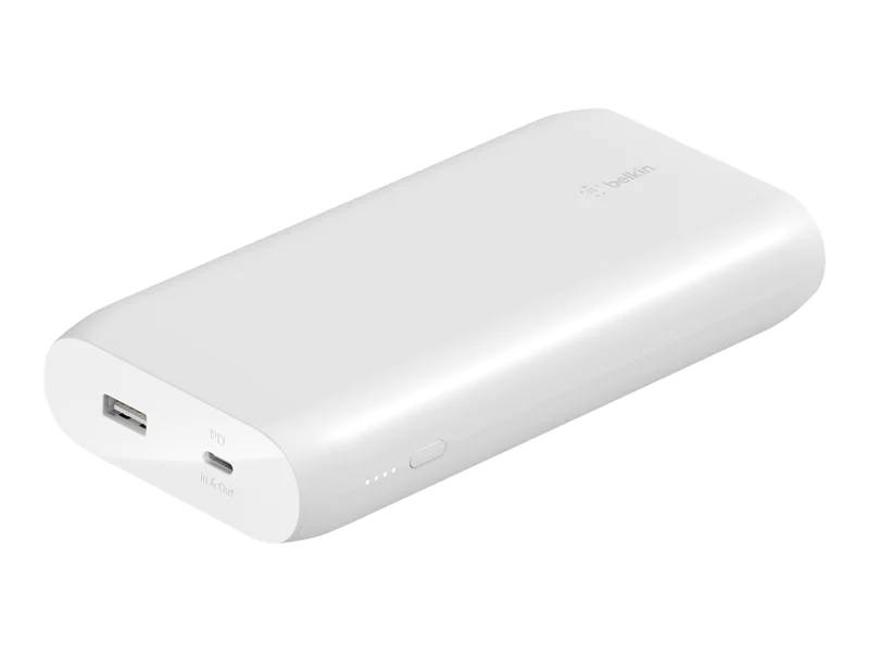 Belkin BoostCharge - Powerbank - 20000 mAh - 30 Watt - Fast Charge, PD - 2 Ausgabeanschlussstellen (USB, 24 pin USB-C) - weiß Belkin BoostCharge - Powerbank - 20000 mAh - 30 Watt - Fast Charge, PD - 2 Ausgabeanschlussstellen (USB, 24 pin USB-C) - weiß