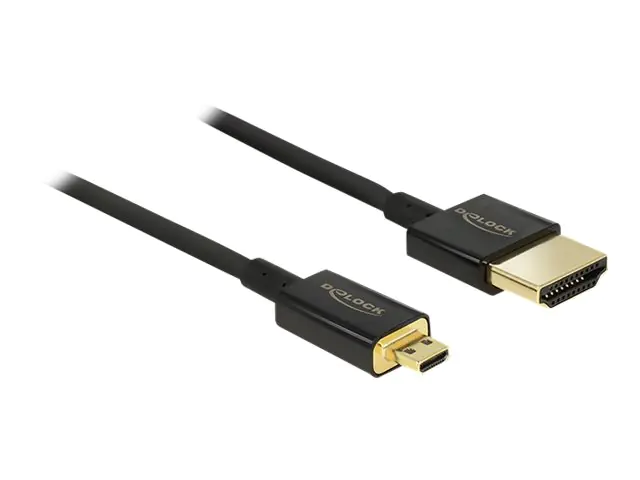 DeLOCK Slim Premium - HDMI mit Ethernetkabel - mikro HDMI (M) bis HDMI (M) - 2 m - Dreifachisolierung - Schwarz - 4K Unterstützung