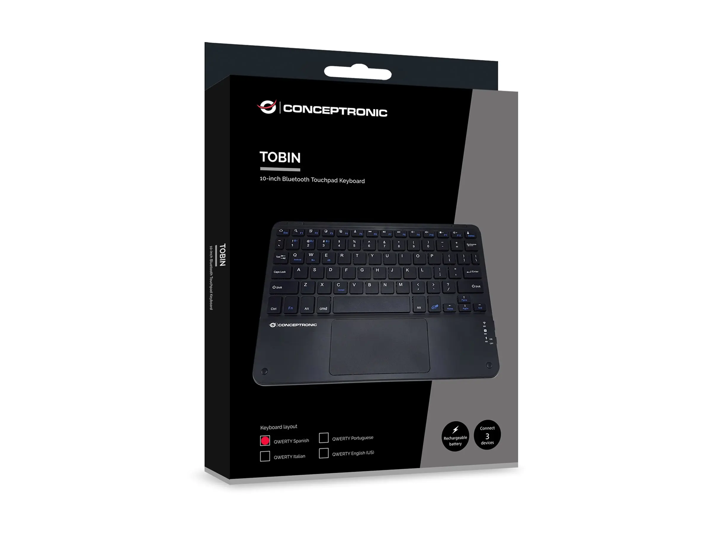 Conceptronic Wireless Tastatur Layout spanisch 10" schwarz
