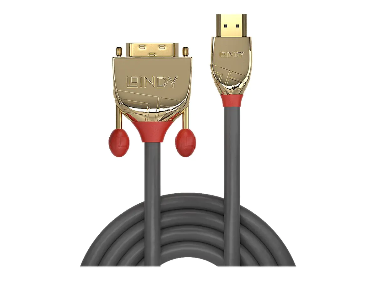 Lindy Gold - Videokabel - Single Link - DVI-D (M) bis HDMI (M) - 15 m - Dreifachisolierung - Grau - rund