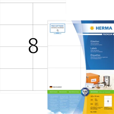 HERMA Etikett PREMIUM 4426 105x70mm weiß 800 St./Pack. HERMA Etikett PREMIUM 4426 105x70mm weiß 800 St./Pack.