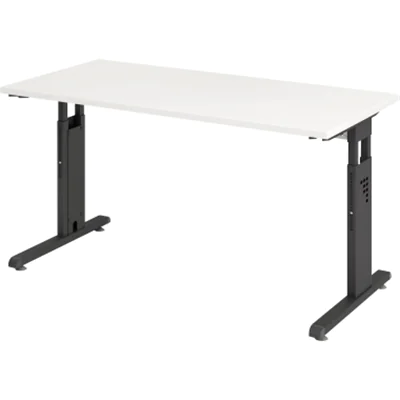 Hammerbacher Schreibtisch VOS614/W/G C-Fuß 140x67cm weiß/gr