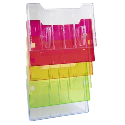 Exacompta Prospekthalter Linicolor® 32,7 x 52,3 x 11,3 cm (B x H x T) DIN A4 quer Polystyrol transluzent/mehrfarbig 6 Fächer