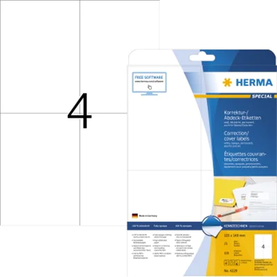 HERMA Etikett 4229 105x148mm A4 weiß 100 St./Pack. HERMA Etikett 4229 105x148mm A4 weiß 100 St./Pack.